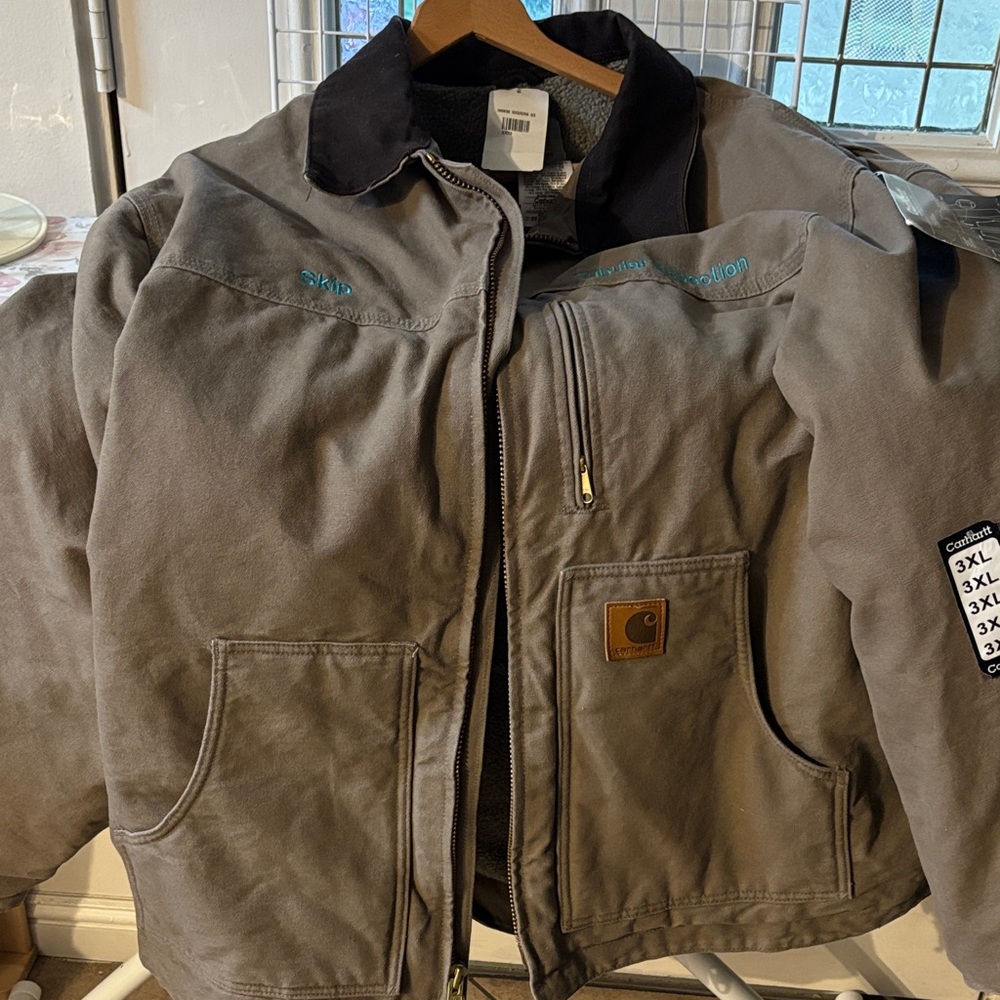 Carhartt Gray Canvas Jacket with Black Collar
